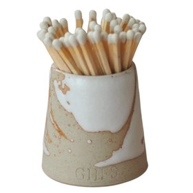Ceramic Match Pot - Abstract White