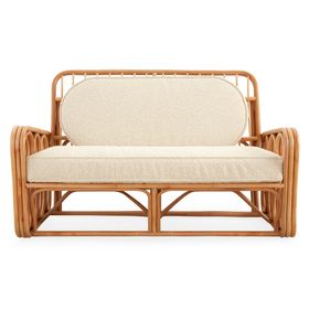 Jonathan Adler   Sofas   Riviera Rattan Settee In Olympus Ivory Boucle   Portrait