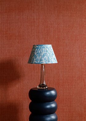 FERMOIE JANUARY26 LAMPSHADE LIGHT BLUE MARLBOROUGH PG 102 LIGHTWEIGHT LINEN LIFESTYLE BACKDROP LOW