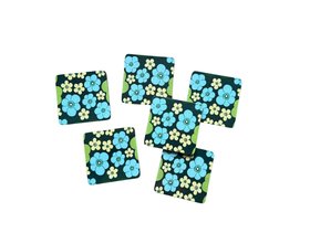 Retro Floral Square Coasters Blommor 1975 by Nina D
