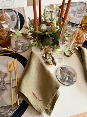 Linen Napkin Olive Green By Nina D