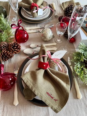 Red Leather Napkin Ring Christmas Table Nina D
