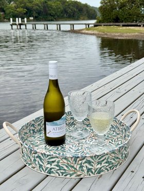 William Morris Willow Bough Large Round Tin Tray with Handles