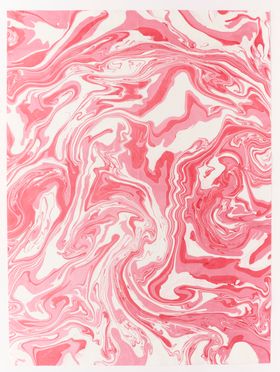 Wrapping Paper - Hand Blocked - Marbled Pink
