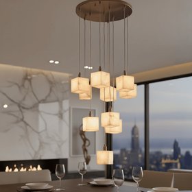 Isobelle Luxury Bronze Alabaster 10 Light Chandelier