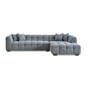 Bubble Tufted Dark Grey Boucle Chunky Sofa