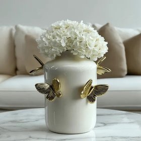 Papillon Cream Gold Decorative Butterfly Vase