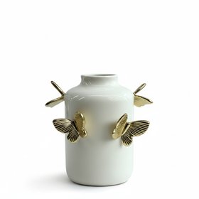Papillon Cream & Gold Decorative Butterfly Vase