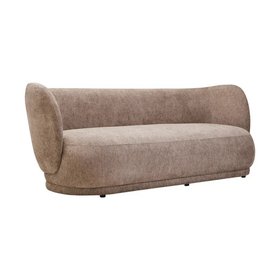 Blythe Stone Chenille Curved 3 Seater Sofa