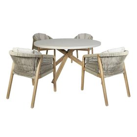 Fiji Taupe Rope Weave Round 4 Seater Outdoor Dining Set