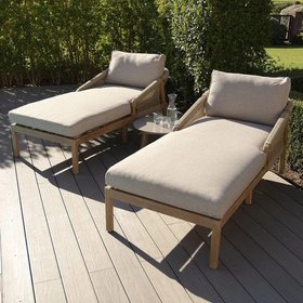 Fiji Taupe Rope Weave Outdoor Sunlounger Set