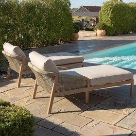 Fiji Taupe Rope Weave Outdoor Sunlounger Set