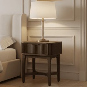 Felicity Dark Brown Ribbed Oak 1 Drawer Bedside Table
