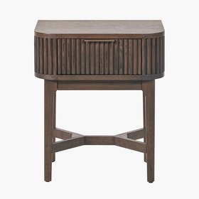 Felicity Dark Brown Ribbed Oak 1 Drawer Bedside Table
