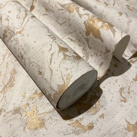 Maddox Neutral Gold Marble Effect Metallic Wallpaper