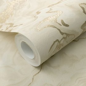 Lunella Nude Gold Marble Effect Wallpaper