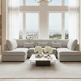 Blea Cream Upholstered 5 Piece Curved Modular Sofa