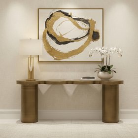 Portina Brushed Gold Bubble Console Table