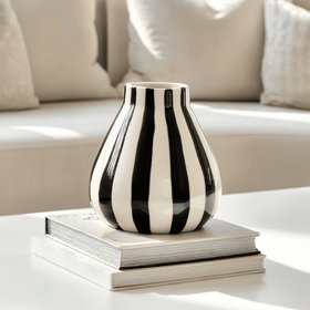 Mariza Black & White Mini Striped Vase