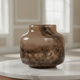 Astraea Brown Marble Effect Glass Vase