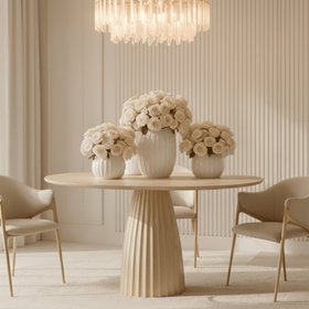 Zuzana Beige Round Dining Table