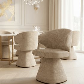 Marnie Sand Chenille Curved Dining Chair