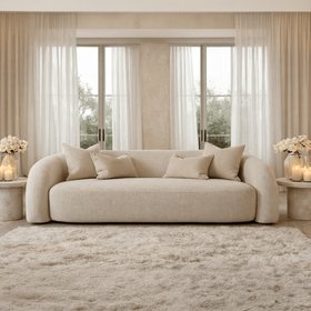 Amreli Curved Cream 2 Seater Sofa