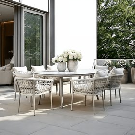 Morocco Outdoor Taupe Oval 6 Seater Dining Set