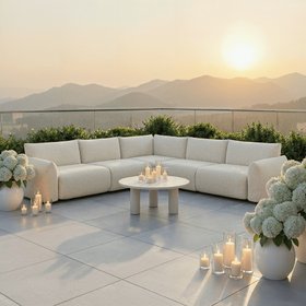 Jae Cream Upholstered Outdoor Modular Corner Sofa