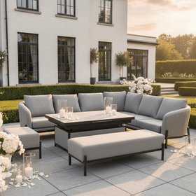 Coppola Putty Outdoor Large Corner Sofa Set with Adjustable Table