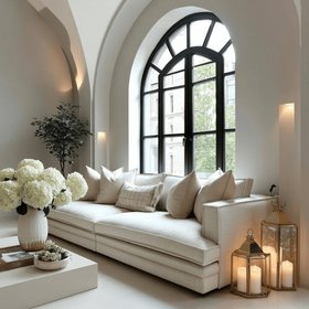 Avienne Cream Chenille 4 Seater Sofa