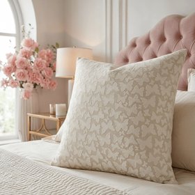 Astraea Ivory Butterfly Print Cushion - 50x50cm