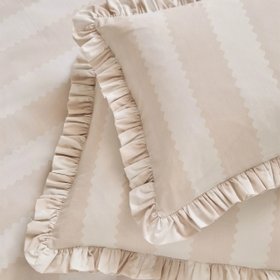 Sasha Oatmeal Striped Frilled Edge Duvet Set