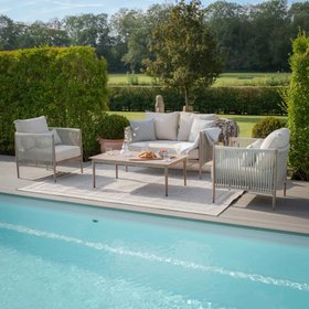 Santorini Outdoor Cream & Taupe Rope Weave Sofa Set - Seats 4