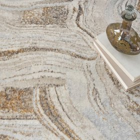 Anthea Beige & Cream Swirl Effect Abstract Rug