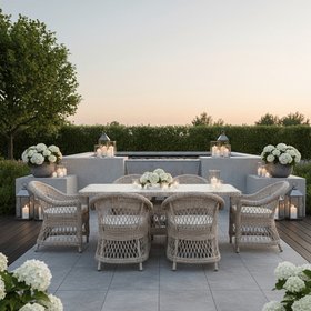 Naxos Outdoor Wicker Woven 6 Seater Dining Set