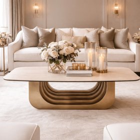 Tauron Gold Coffee Table with Ceramic Top