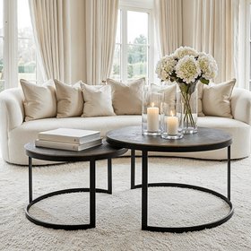 Pemberley Black & Antique Bronze Nested Coffee Tables