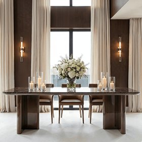 Calvin Dark Chocolate Dining Table with Ceramic Marble Top