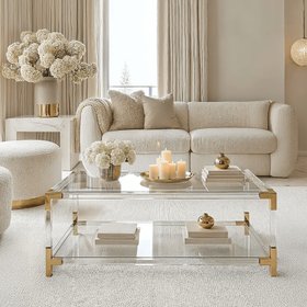 Taormina Acrylic Coffee Table with Gold Accents