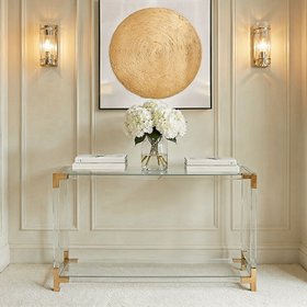 Taormina Acrylic Console Table with Gold Accents