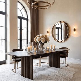 Koldrum Dark Wood Extendable Dining Table with Panelled Detail