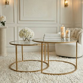Loire Gold & Glass Nested Coffee Tables - Set of 2