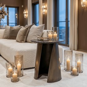 Anderson Bronze Side Table with Black Marble Top
