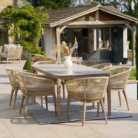 Felix Beige 6 Seater Outdoor Rope Weave Dining Set