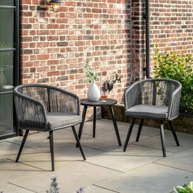 Cassiel Outdoor Black 2 Seater Bistro Set