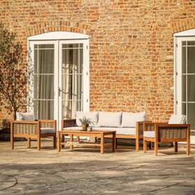 Agula Acacia Wood & Cream Outdoor Lounge Set