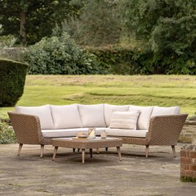 Petra Outdoor Natural Corner Lounge Set with Coffee Table