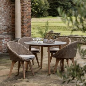Petra Outdoor Natural 4 Seater Round Dining Set