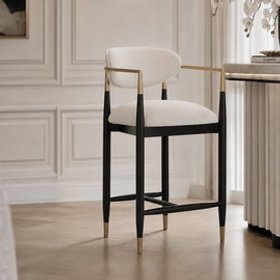 Tamara Cream Black Bar Stool With Gold Accent Furniture 403092